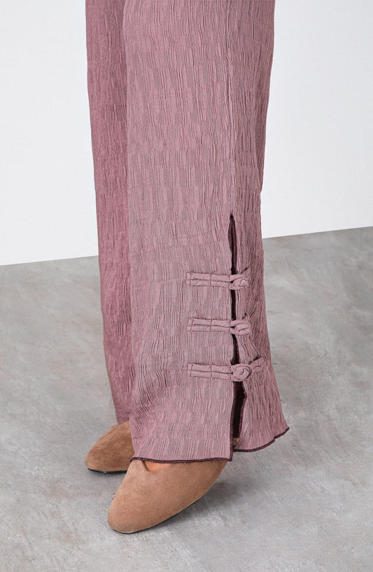 Pantalón Abertura Botón Lateral Rose