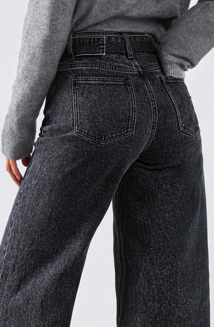 Pantalón Abertura Cinturón Black