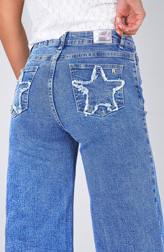 Pantalón Estrella Desflecado Blue
