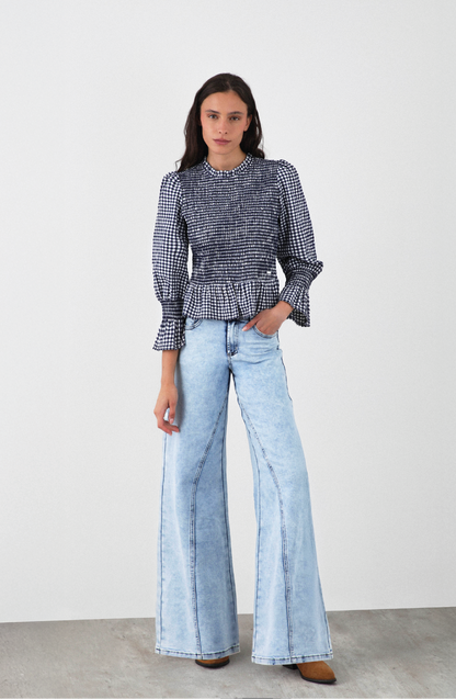 Blusa Panal Vichy Blue