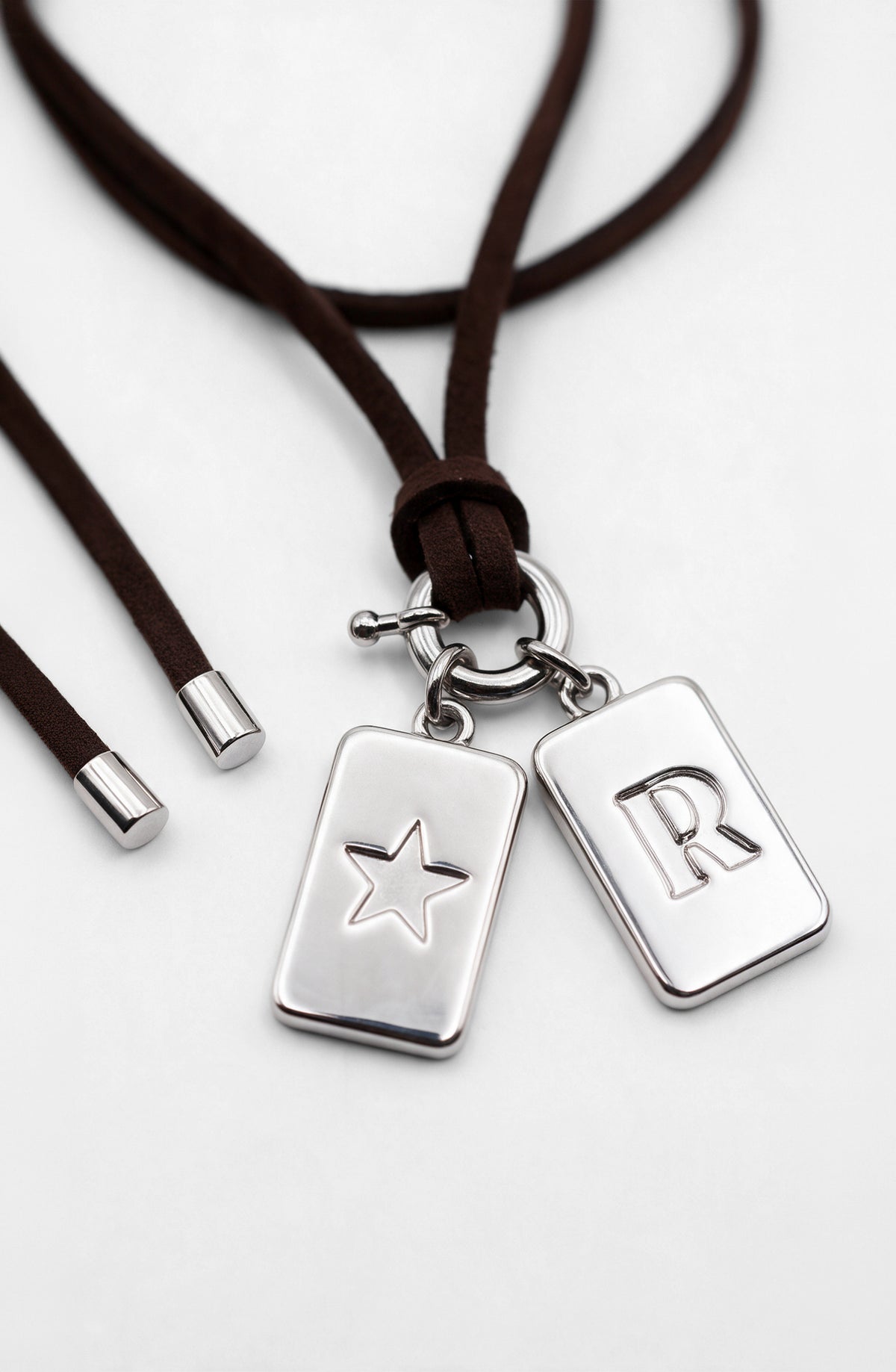 Collar Suede Charms Silver