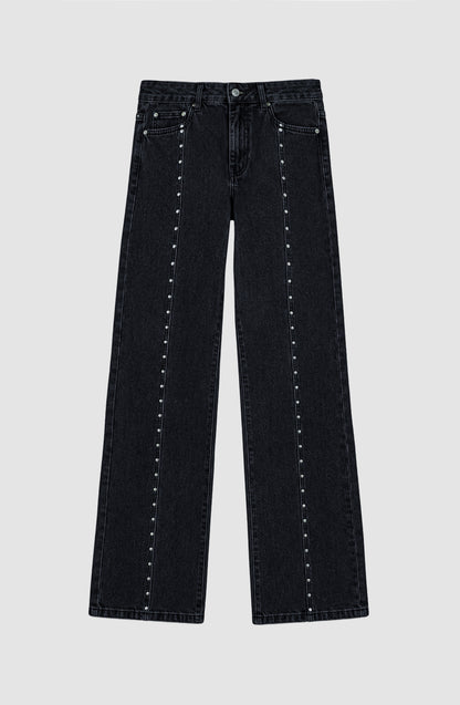 Pantalón Cortes Tachas Estrellas Grey