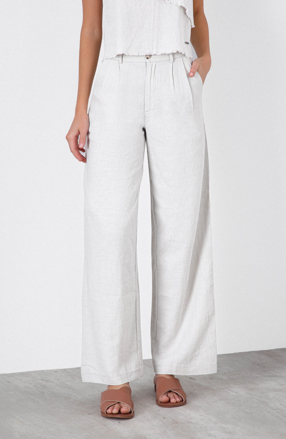 Pantalón Lino Liso White