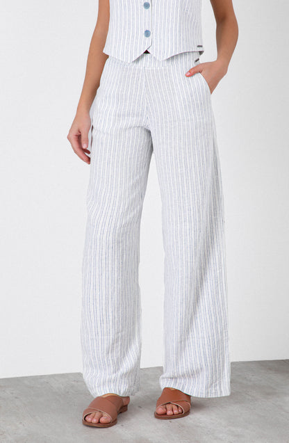 Pantalón Rayas Lino Blue