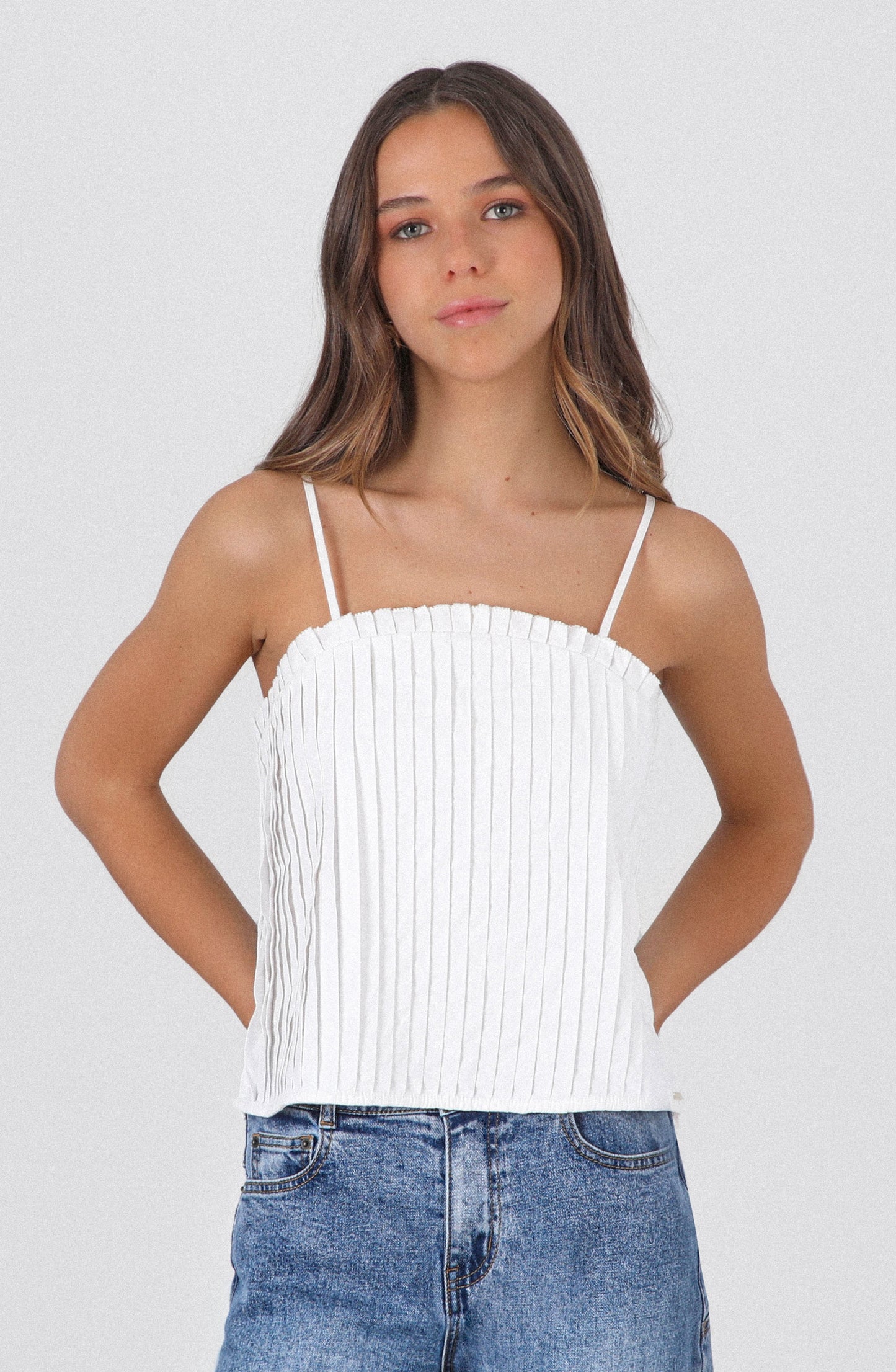 Blusa Pliegues White