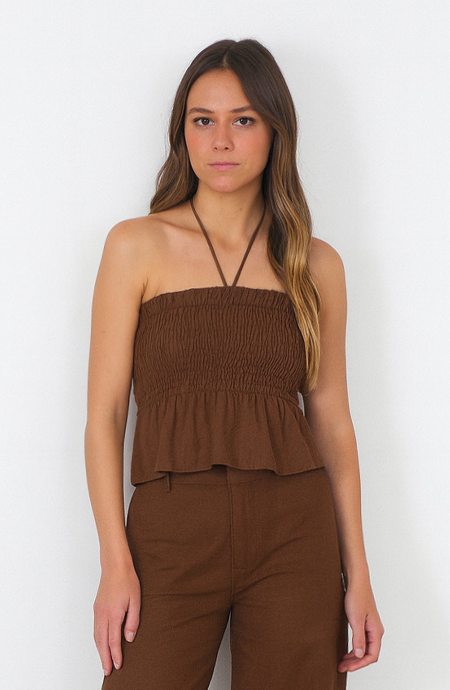 Top Strapless Lino Brown