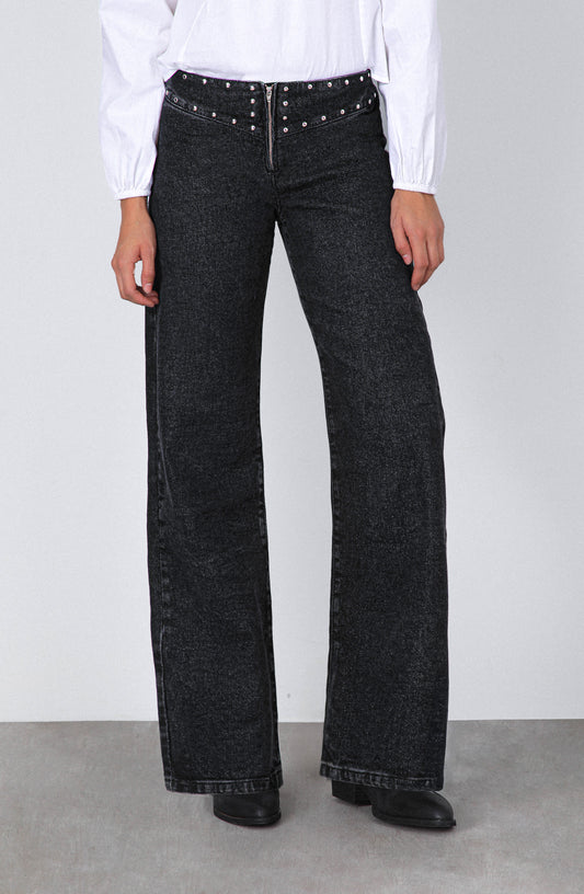 Pantalón Tachas Zipper Black