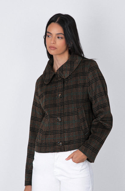 Chaqueta Tejida Cuadros Print