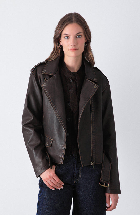 Chaqueta Biker Brown