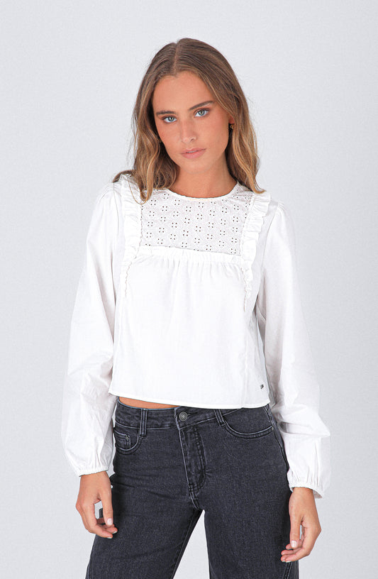 Blusa Vuelos Broderie White