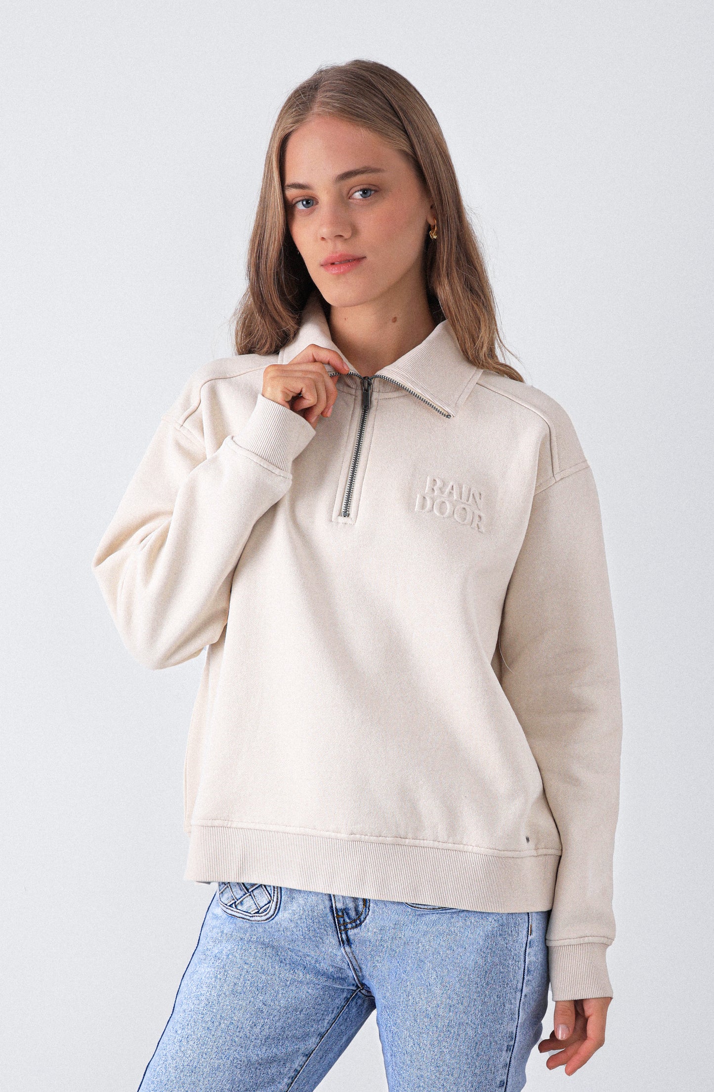 Polerón Mid Zipper Ecru