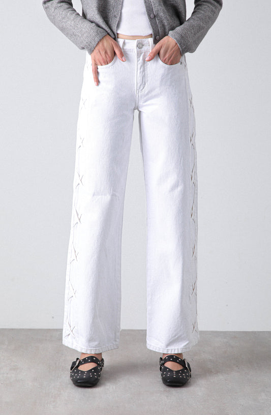 Pantalón Franja Lateral White