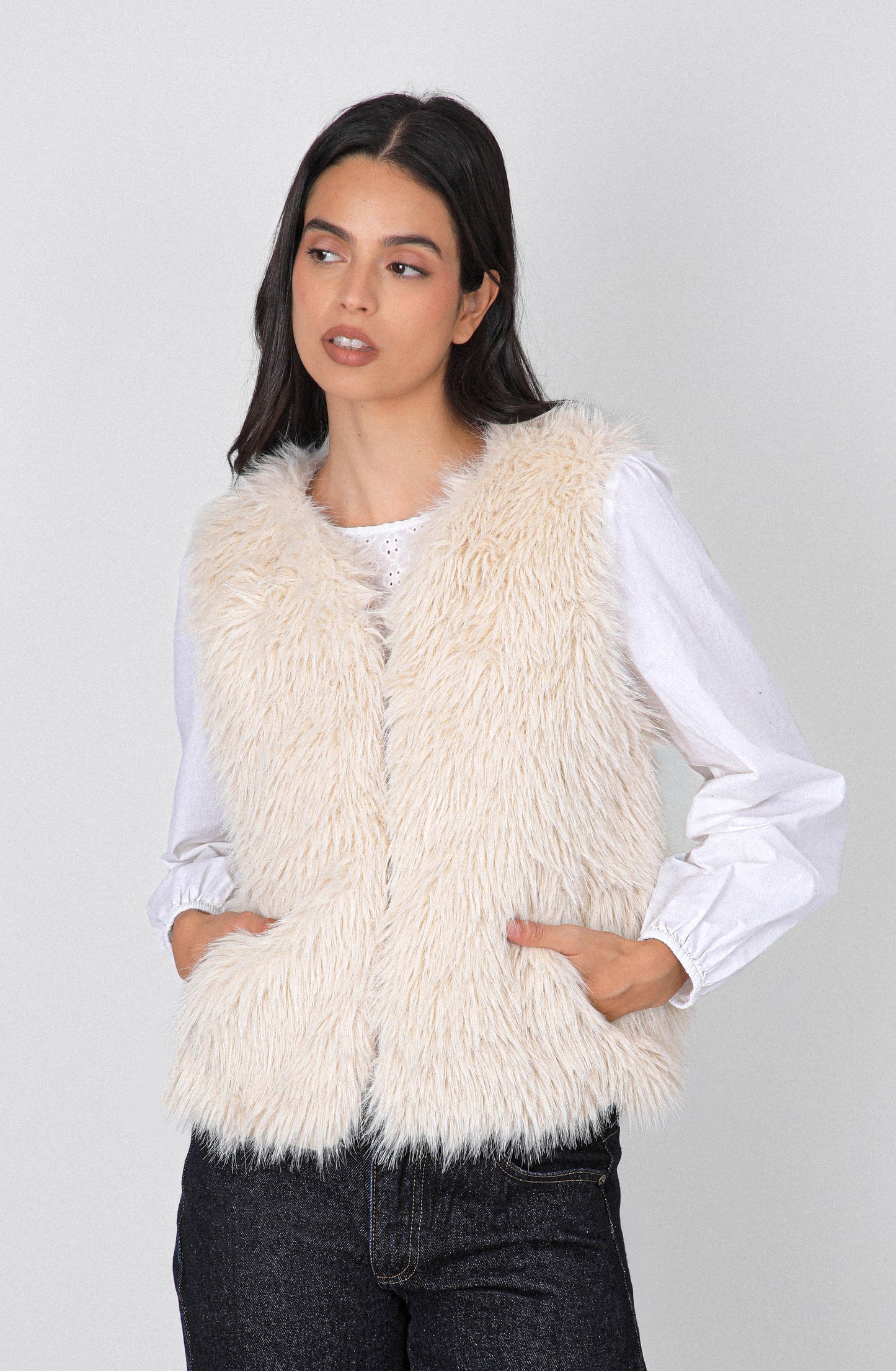 Chaqueta Sin Mangas Pelo White