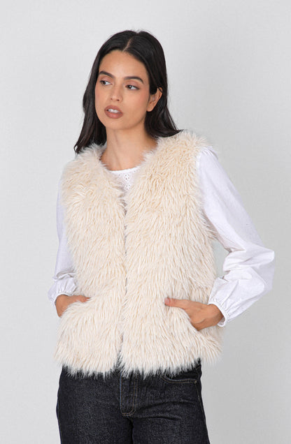 Chaqueta Sin Mangas Pelo White