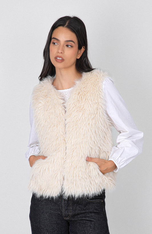 Chaqueta Sin Mangas Pelo White