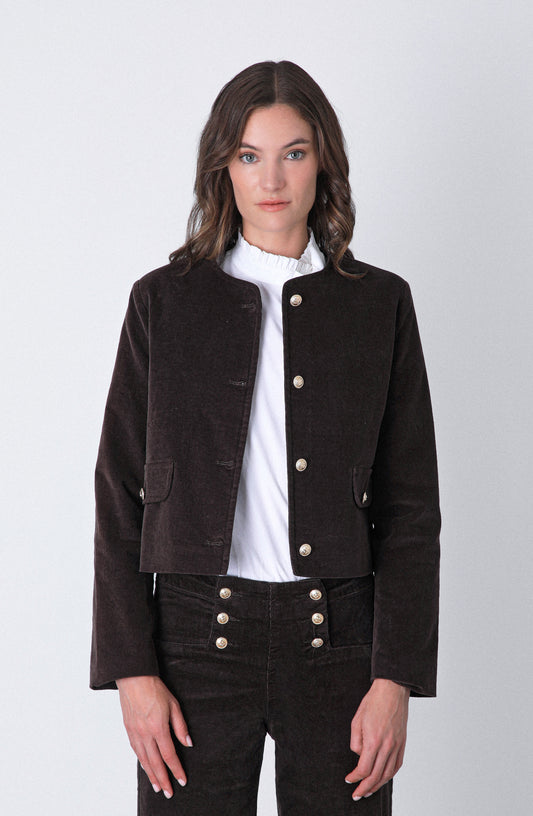 Chaqueta Botones Cotelé Brown