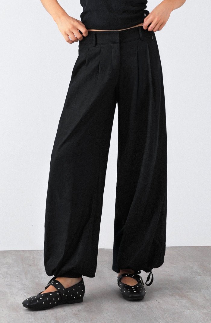 Pantalón Balloon Lino Black