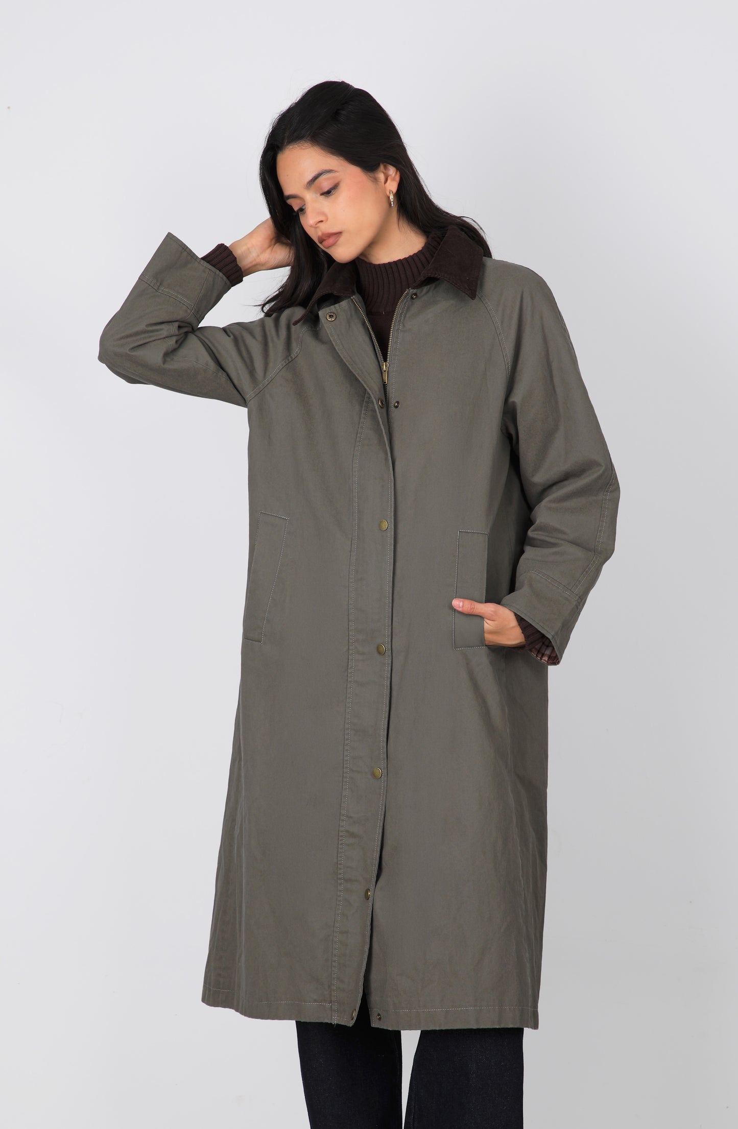 Chaqueta Encerada Larga Green