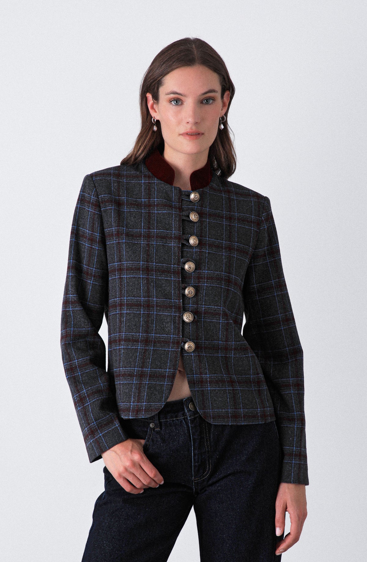 Chaqueta Estampada Botones Grey