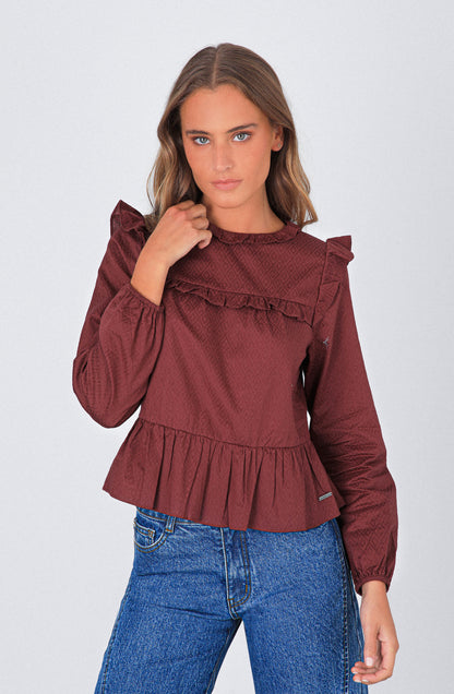 Blusa Vuelos Frontales Burgundy