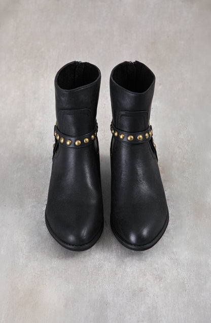 Botín Hebilla Tachas Black