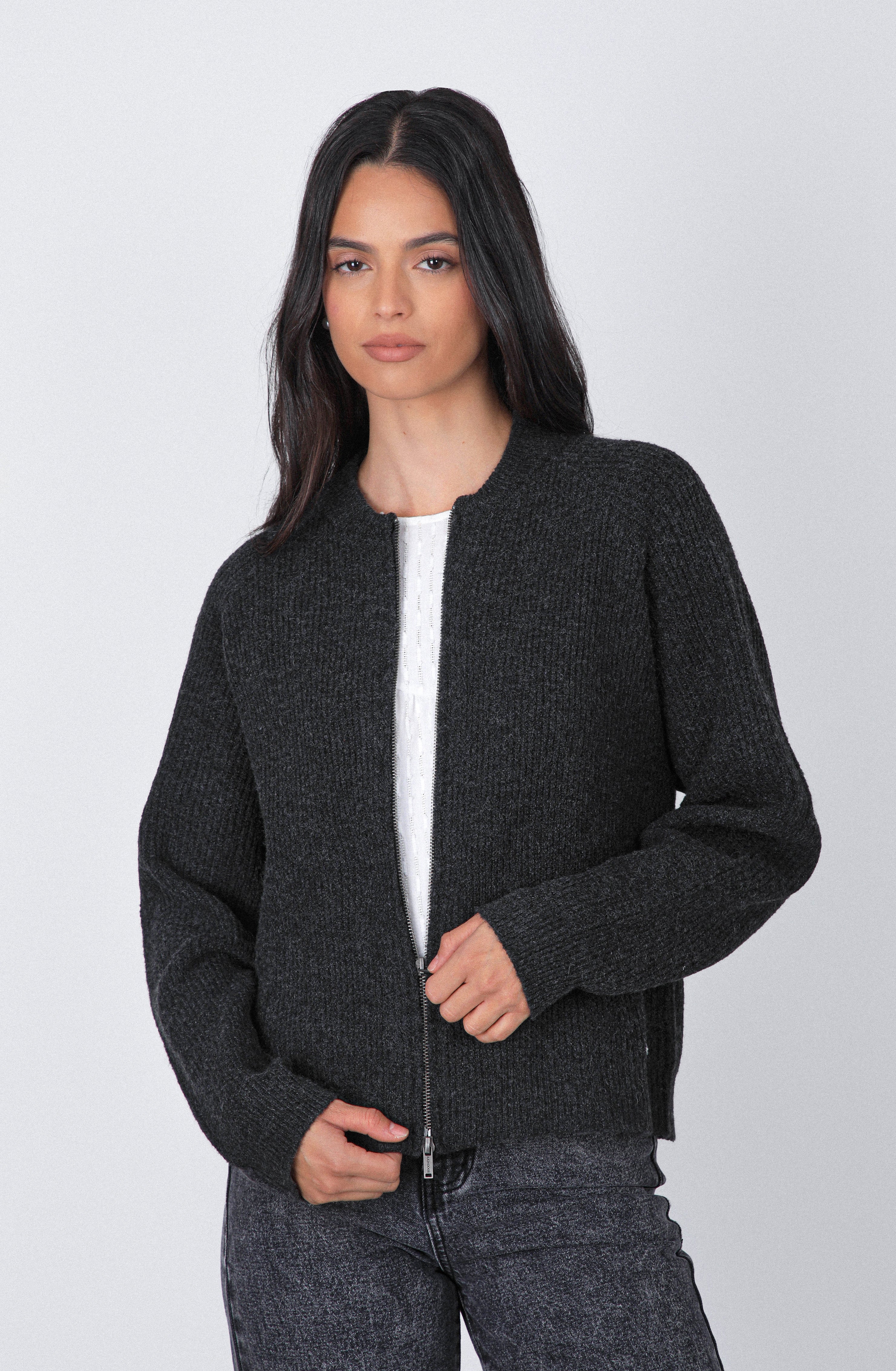 Cardigan Zipper Grey Melange – Raindoor