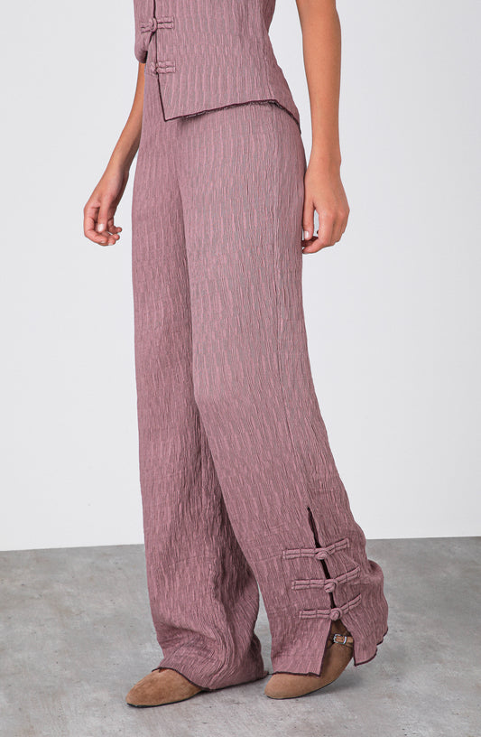 Pantalón Abertura Botón Lateral Rose