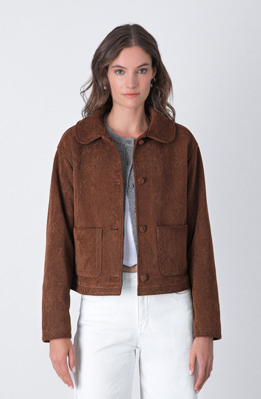 Chaqueta Detalle Bordado Brown