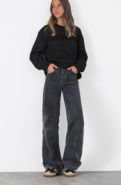 Pantalón Flor Bordada Grey
