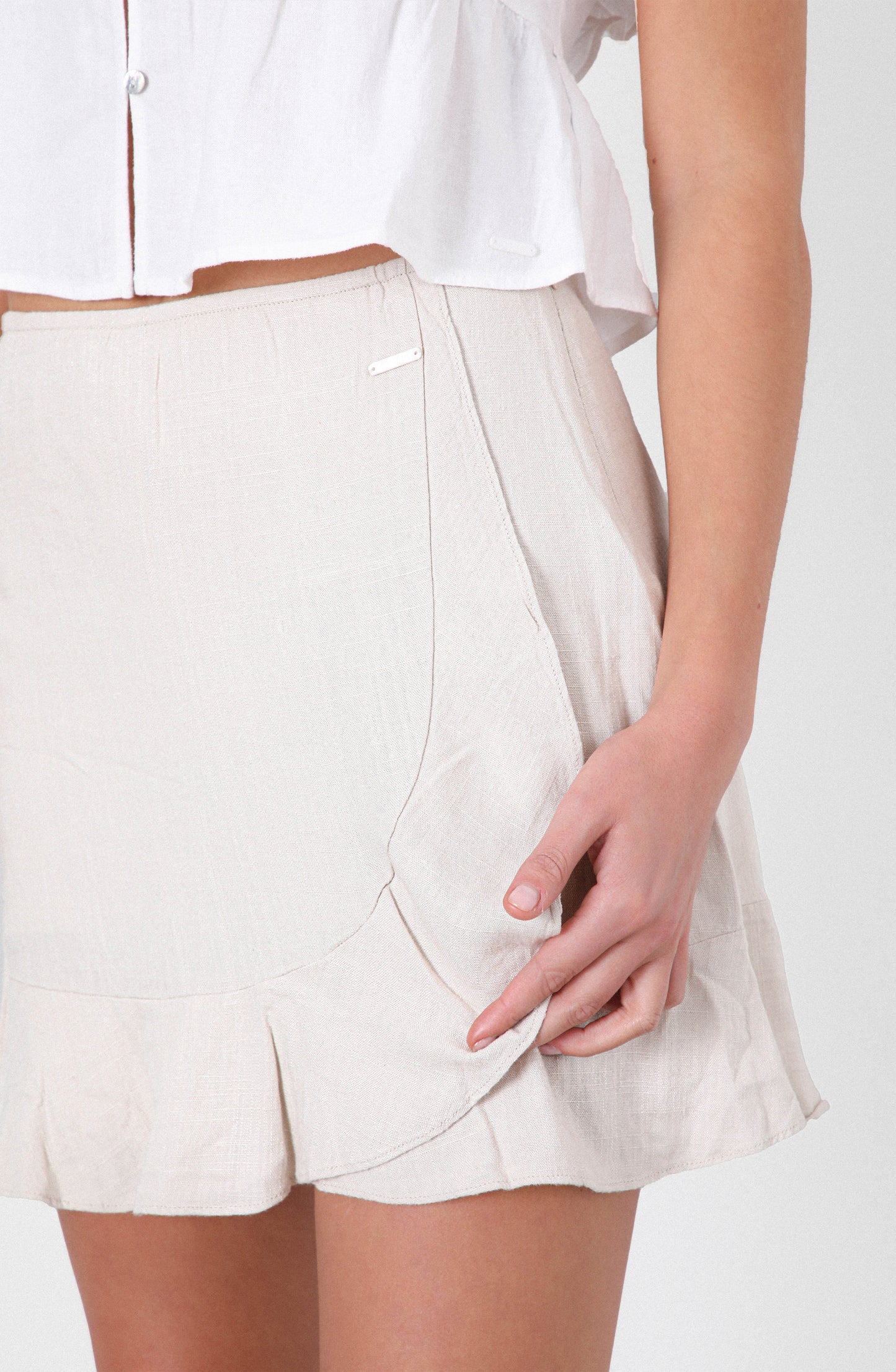 Falda Vuelos Lino Ecru