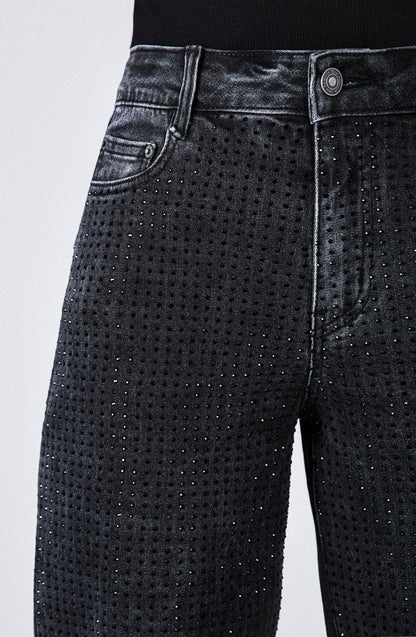 Pantalón Wide Leg Strass Black
