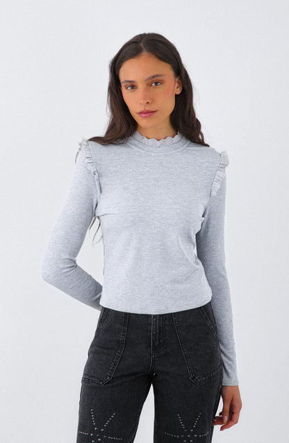 Polera Manga Larga Vuelos Gray