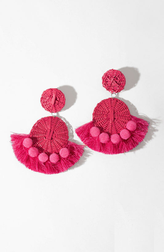Pendiente Rafia Pink