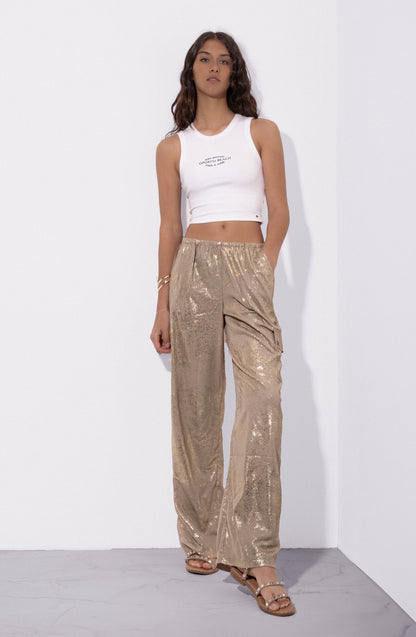 Pants Relaxed Foil Gold