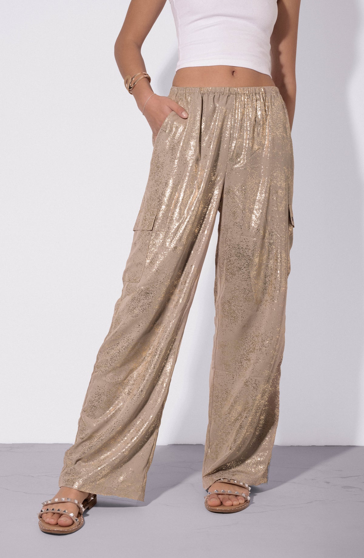 Pants Relaxed Foil Gold