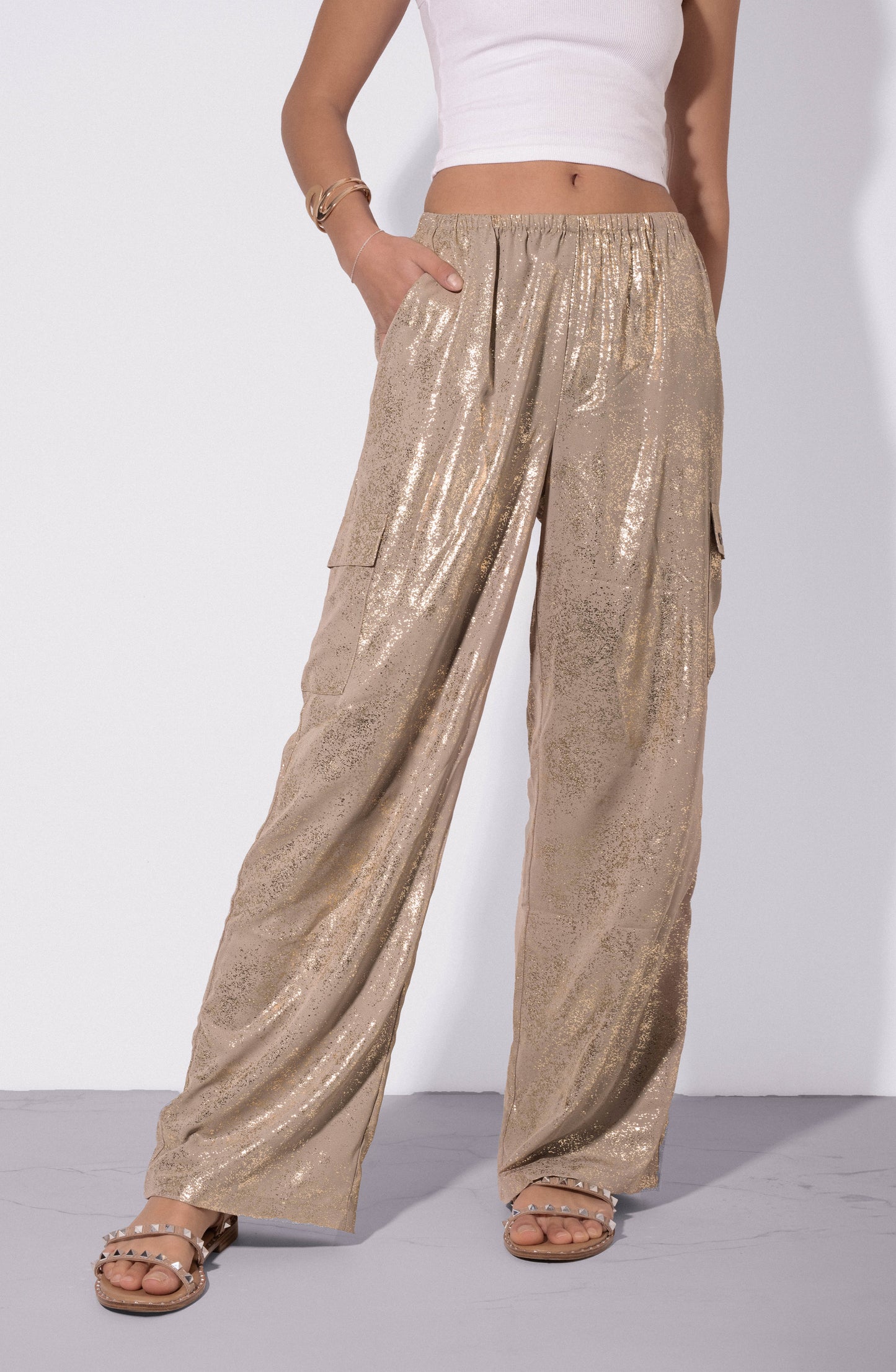 Pants Relaxed Foil Gold