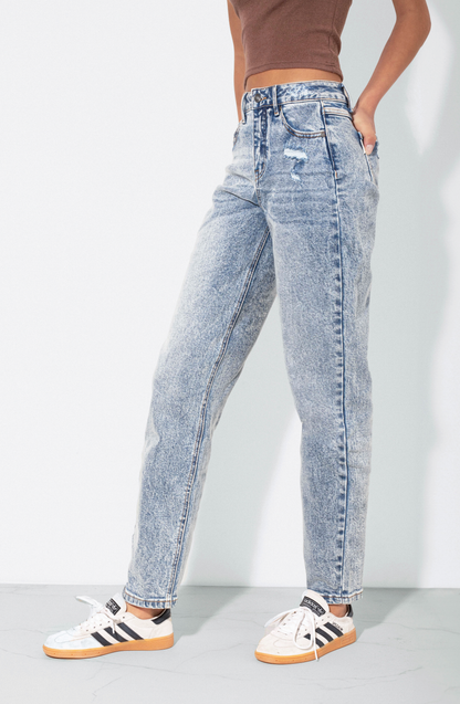 Pants Mom Washed Light Blue