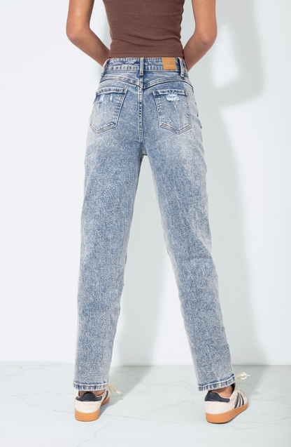 Pants Mom Washed Light Blue