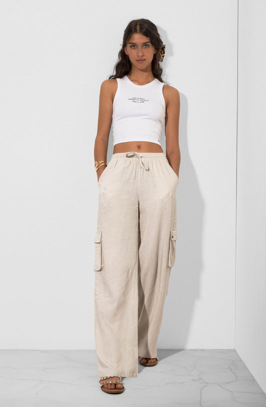 Pants Lino Cargo Ecru