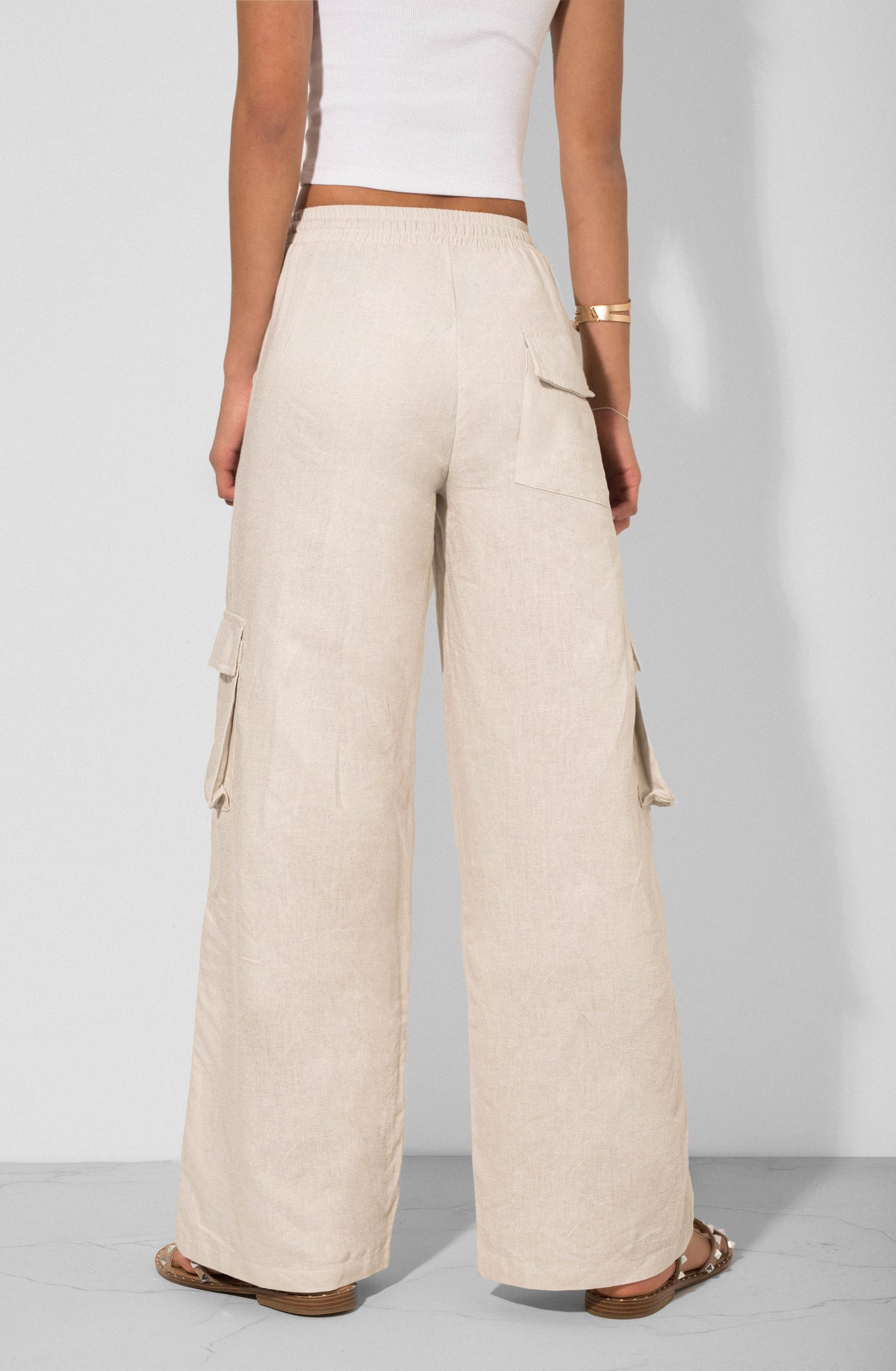 Pants Lino Cargo Ecru
