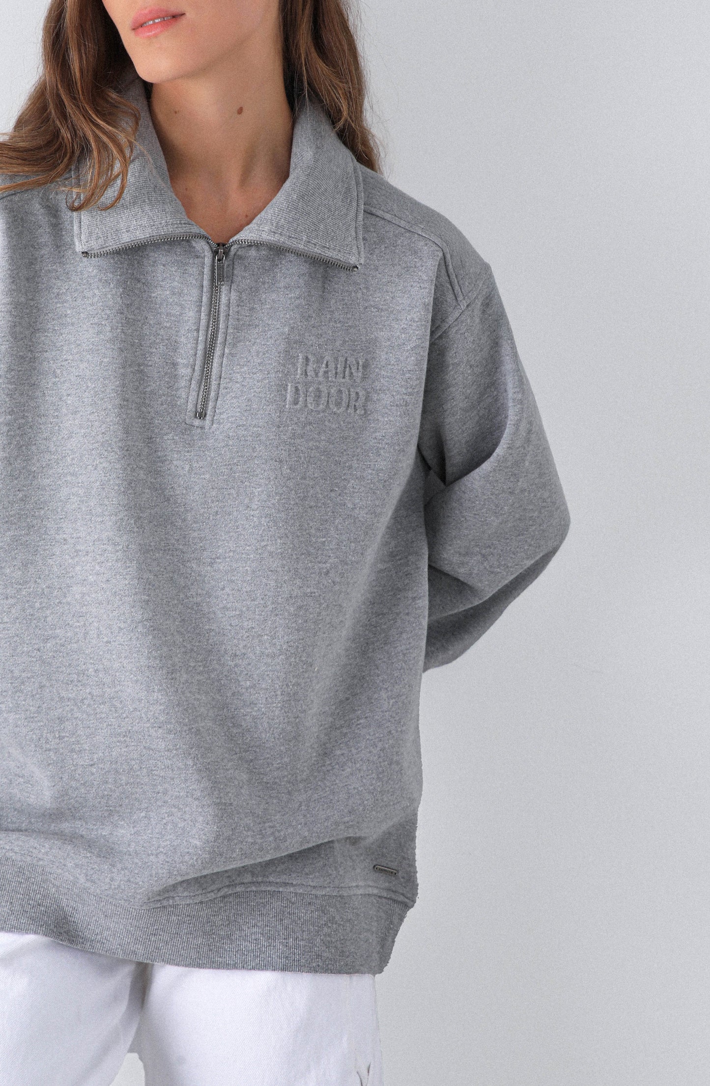 Polerón Mid Zipper Grey Melange