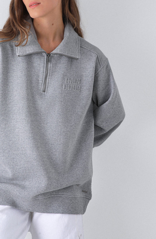 Polerón Mid Zipper Grey Melange