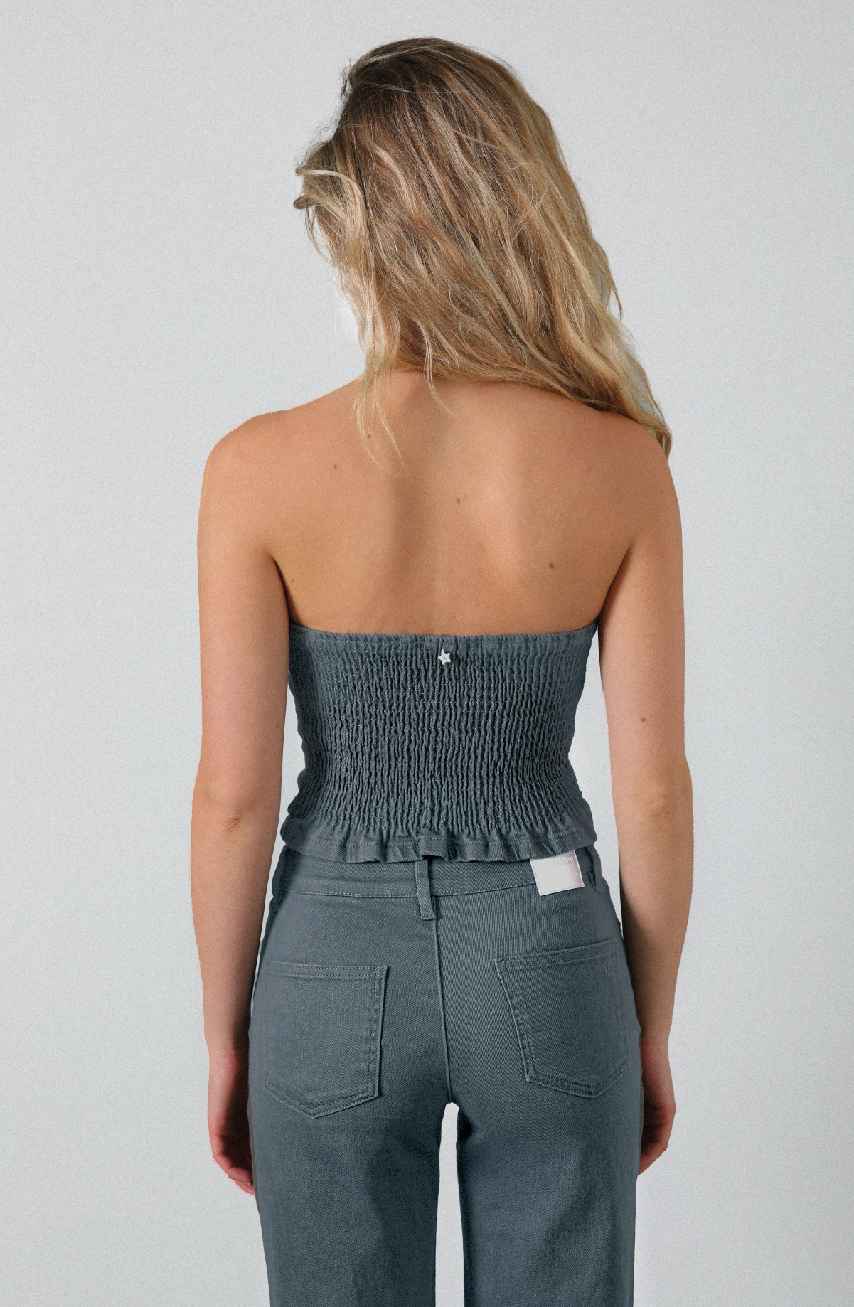 Top Strapless Tachas Gray