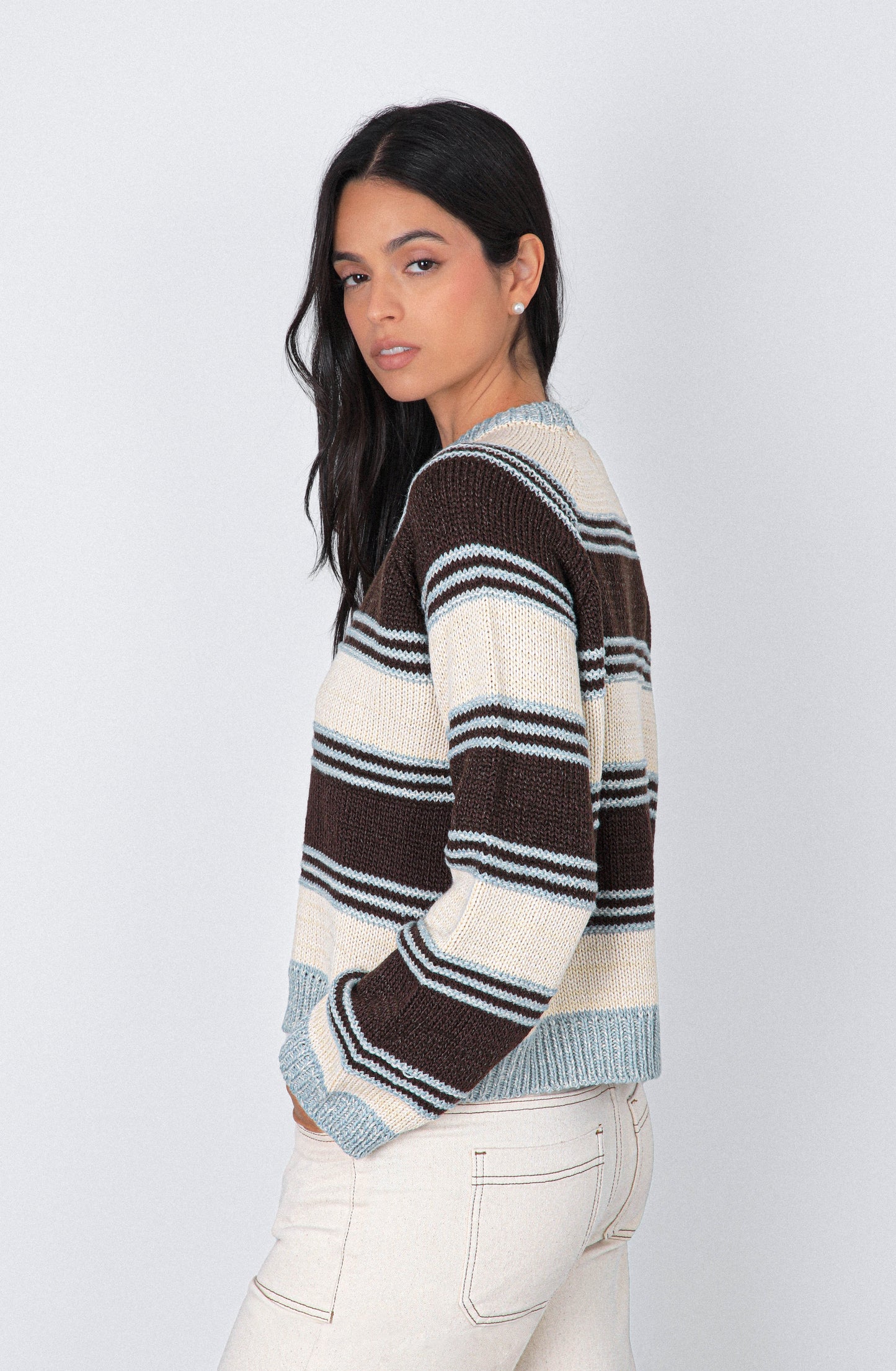 Sweater Rayas Ecru