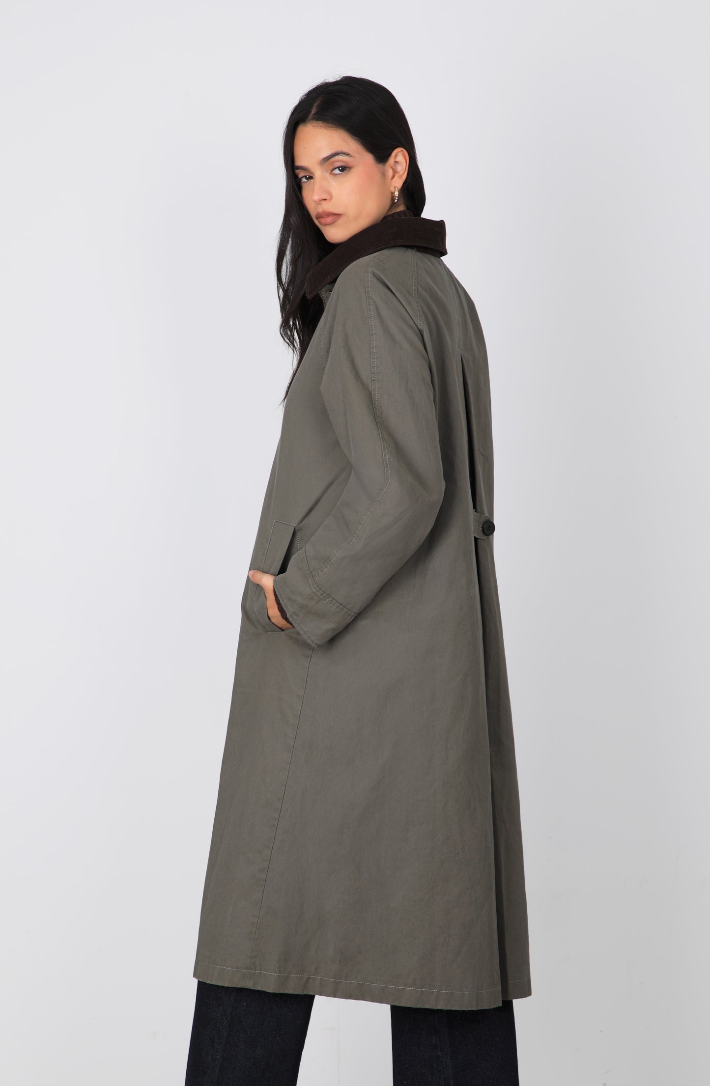 Chaqueta Encerada Larga Green
