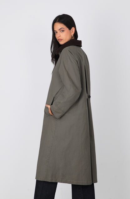 Chaqueta Encerada Larga Green