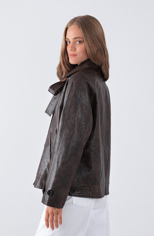 Chaqueta Pu Lazo Brown