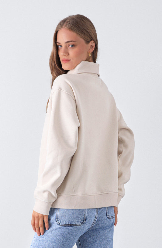 Polerón Mid Zipper Ecru