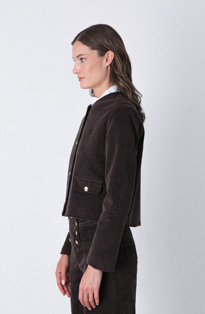 Chaqueta Botones Cotelé Brown
