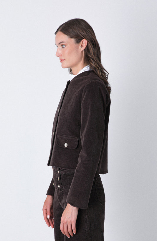 Chaqueta Botones Cotelé Brown